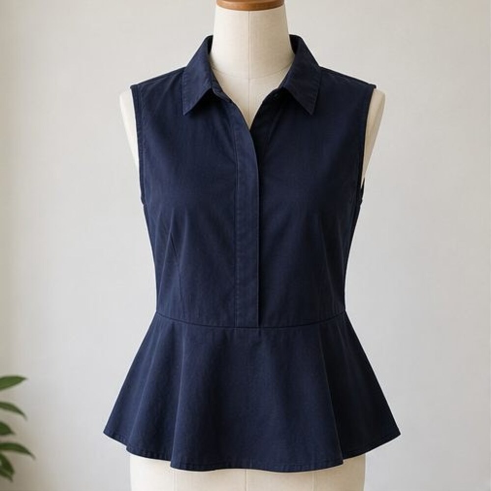 Navy V Neck Top